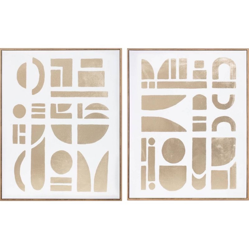 THRESHOLD (Set of 2) 24" x 30" Morphology Framed Wall Canvases Gold NWT